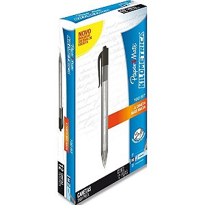 Caneta Retrátil Kilométrica 100 Preta CX com 12