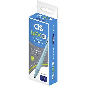 Caneta Retrátil CIS BPX RT 0.7MM Azul - Caixa com 12