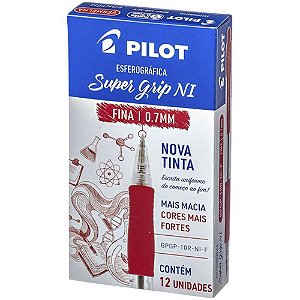 Caneta Retrátil Pilot Super GRIP 0.7MM Vermelha - Caixa com 12 Unidades
