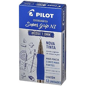 Caneta Retrátil BPGP-S Supergrip 1.0MM Azul - Caixa com 12 Unidades