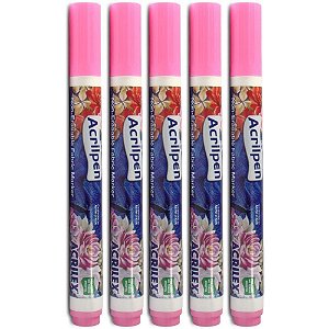 Caneta para Tecido Rosa Acrilpen Caixa com 12 Unidades