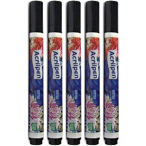 Caneta para Tecido Preto Acrilpen Caixa com 12