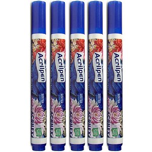Caneta para Tecido Azul Turquesa Acrilpen - Caixa com 12