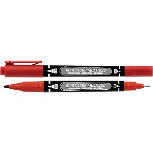 Caneta para CD 10MM MM100 Ponta Dupla Vermelho Caixa com 12
