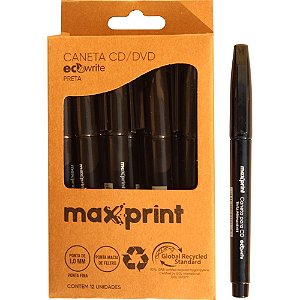 Caneta para CD/DVD 1.0MM Ecowrite Preta - Caixa com 12 Unidades