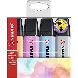 Caneta Marca Texto Stabilo BOSS Pastel – 4 Cores