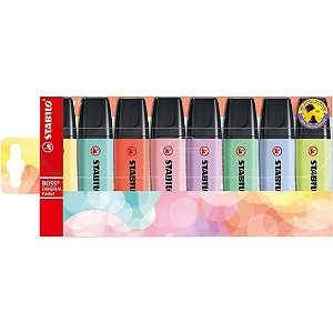 Caneta Marca Texto Stabilo BOSS 70/8-3 - Estojo com 8 Cores Pastel