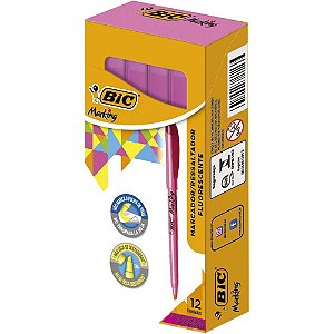Caneta Marca Texto Marking Rosa - Brite Liner BIC
