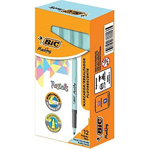 Caneta Marca Texto Marking Azul Pastel - Caixa com 12 Unidades