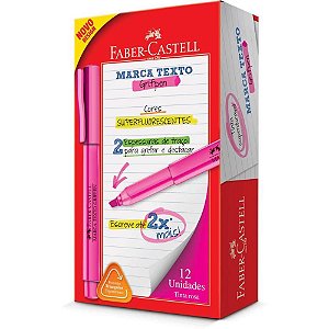 Caneta Marca Texto Grifpen Rosa - Caixa com 12 Unidades