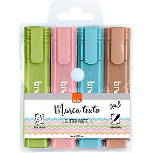 Caneta Marca Texto Glíter 4CORES Pastel