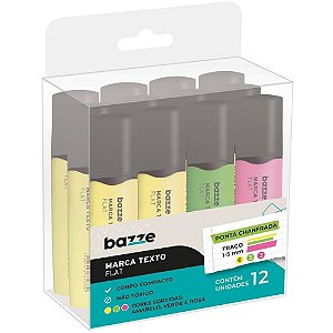 Caneta Marca Texto Bazze FLAT AMARELA/VERDE - Blister com 12 Unidades