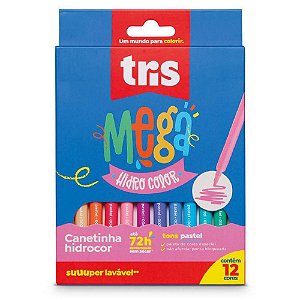 Caneta Hidrográfica TRIS Mega 12 TONS Pastel PCT com 06