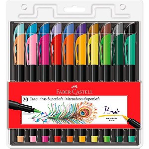 Caneta Hidrográfica Supersoft BRUSH 20CORES CX com 03