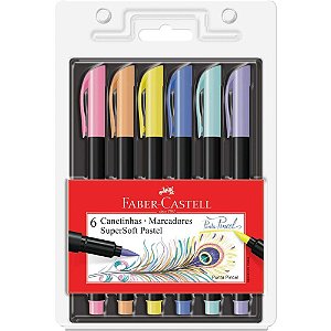 Caneta Hidrográfica Supersoft 6 Cores Pastel - Caixa com 6 Blisters