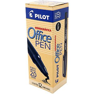 Caneta Hidrográfica Office Pen 2.0MM Preta Caixa com 12 Unidades