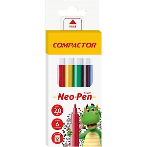Caneta Hidrográfica NEO-PEN Mirim 06 Cores - Pacote com 05