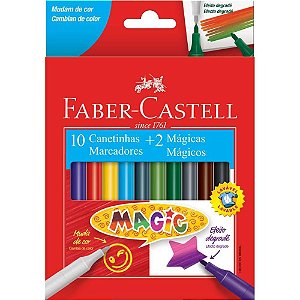 Caneta Hidrográfica Magic 10 Cores + 2 Magic Pacote com 6