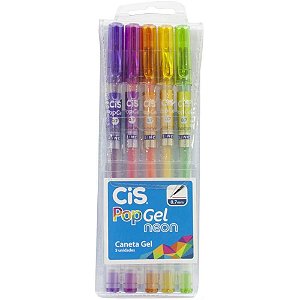 Caneta GEL CIS POP Neon 5 Cores 07MM