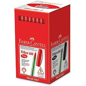 Caneta Esferográfica Trilux Ponta Fina Vermelha Caixa com 50