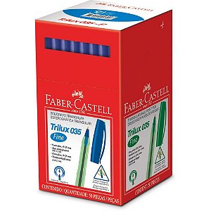 Caneta Esferográfica Trilux Ponta Fina Azul Caixa com 50
