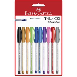 Caneta Esferográfica Trilux Colors 1.0MM - 10 Cores