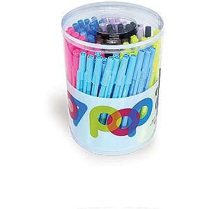 Caneta Esferográfica POP 0.7MM Azul Pote com 100 Unidades