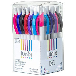 Caneta Esferográfica Lunix 0.7MM Retrátil - Pote com 36 Unidades