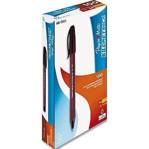 Caneta Esferográfica Paper Mate Kilométrica 100 Colorz Marrom Caixa com 12 Unidades