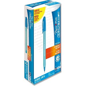 Caneta Esferográfica Paper Mate Kilométrica 100 Colorz Azul Claro - Pacote com 12 Unidades
