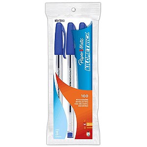 Caneta Esferográfica Paper Mate Kilométrica 100 C/03 Azul