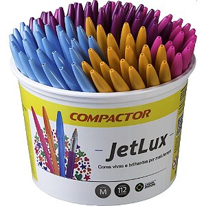 Caneta Esferográfica JET LUX Sortida (LARANJA/ROXA/AZUL/ROSA) Pote com 112