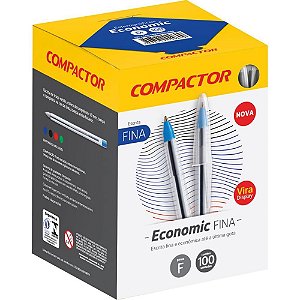 Caneta Esferográfica Economic Fina Azul  CX com 100