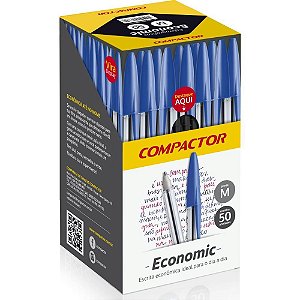Caneta Esferográfica Economic Cristal Preta Caixa com 50