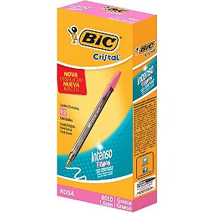 Caneta Esferográfica Cristal BOLD Fashion Rosa Caixa com 12 Unidades