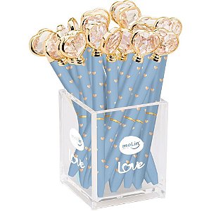 Caneta Esferográfica Coração Diamante AIRY Blue Pote 20