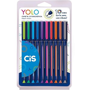 Caneta Esferográfica CIS Yolo 0.7MM - 10 Cores