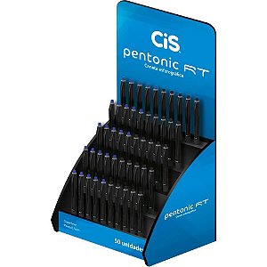 Caneta Esferográfica CIS Pentonic 0,7MM AZUL/PRETO Retrátil - Display com 50 Unidades