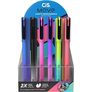 Caneta Esferográfica CIS Move 0.7MM 8 Cores - Display com 24 Unidades