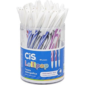 Caneta Esferográfica CIS Lollipop 0,5MM Pote 50 Cores Vibrantes