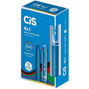 Caneta Esferográfica CIS 4X1 0.7MM AZUL/PRETO/VERMELHO/VERDE Caixa com 12