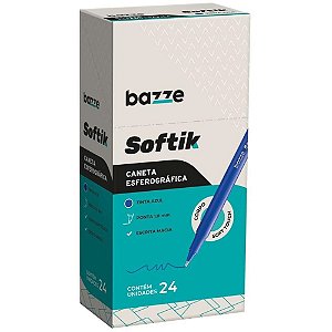Caneta Esferográfica Bazze Softik 10MM Azul CX com 24