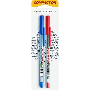 Caneta Esferográfica 0,7MM Blister com 1 Azul e 1 Vermelha Caixa com 10
