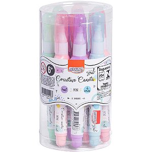Caneta Corretiva Soul Mini 4ML com 4 Cores Sortidas – Pote com 12 Unidades