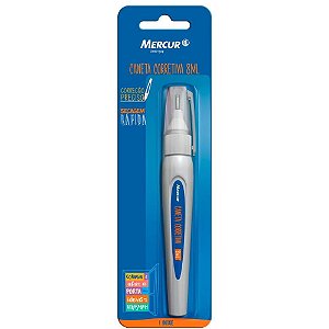 Caneta Corretiva Mercur 8ML Metálica Branca Caixa com 12