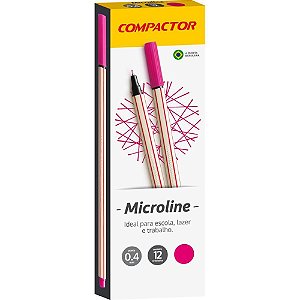 Caneta com Ponta Porosa Microline 0,4MM Rosa Caixa com 12