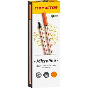 Caneta com Ponta Porosa Microline 0,4MM Laranja Caixa com 12