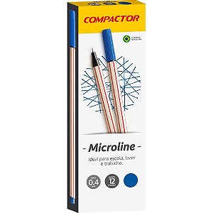 Caneta com Ponta Porosa Microline 0,4MM Azul Escuro Caixa com 12