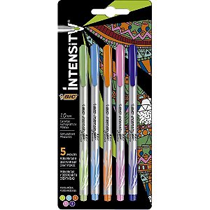 Caneta com Ponta Porosa BIC Intensity 1.0MM Colors - Blister com 5 Cores