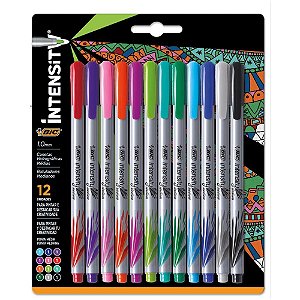 Caneta com Ponta Porosa Intensity 1.0MM Colors 12 Cores Blister com 12